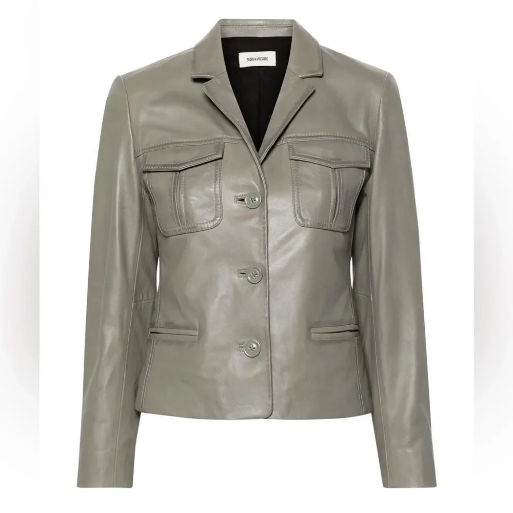 $798 Zadig&Voltaire Liams leather blazer NWT XS - Picture 4 of 13